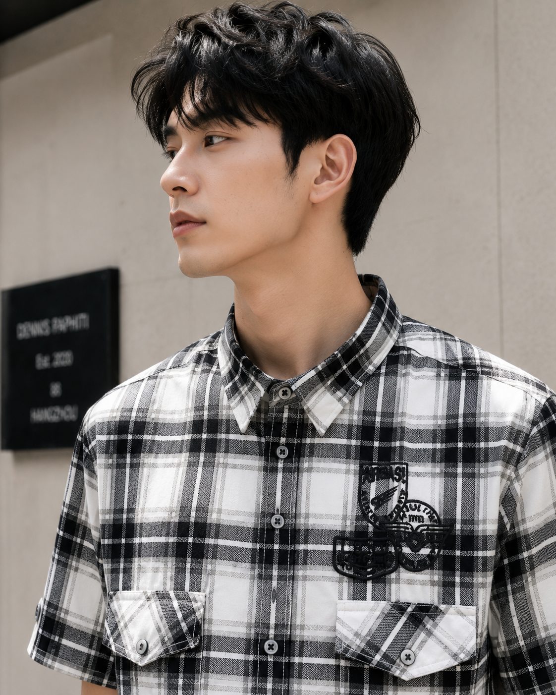 MENS COMMERCIAL CHECKS FULL SLEEVES SHIRT — BLACK