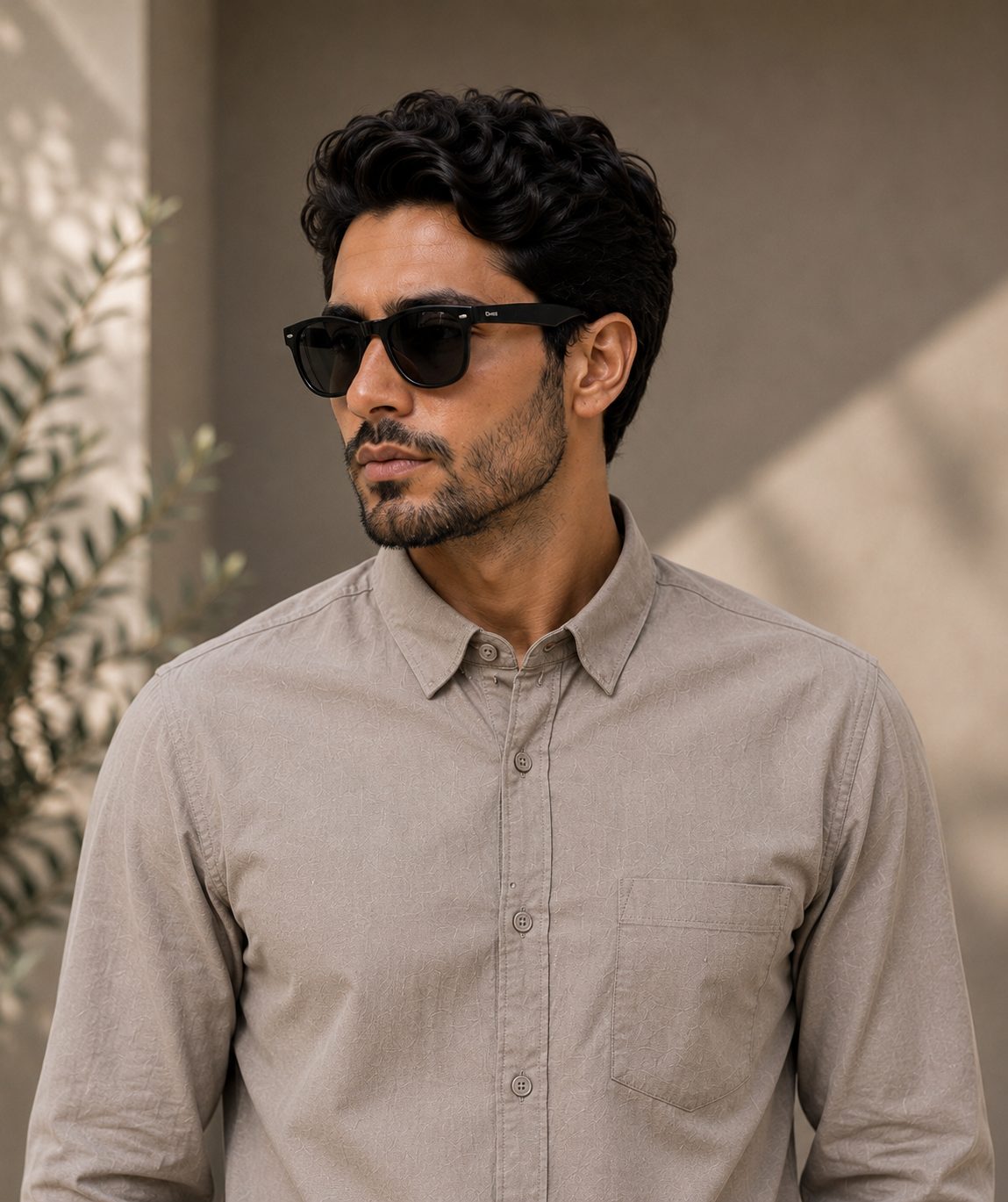 MENS LINEN PLAIN FULL SLEEVE SHIRT — OLIVE
