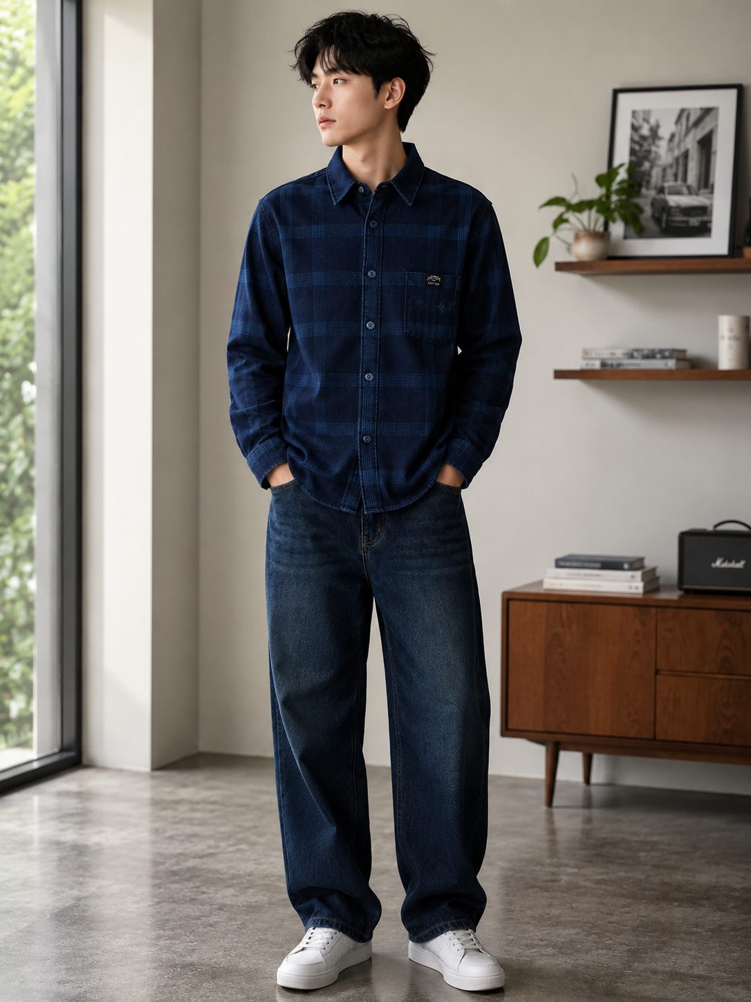 MENS PLAIN SULPHUR HALF SLEEVE SHIRT — SKY