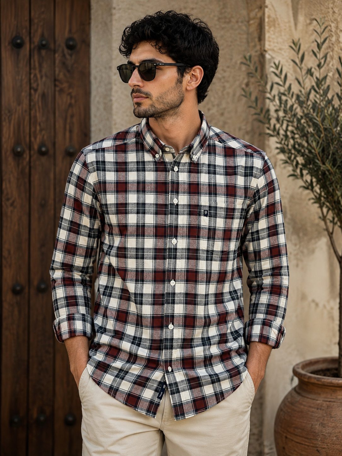MENS COMMERCIAL CHECKS FULL SLEEVES SHIRT — RED