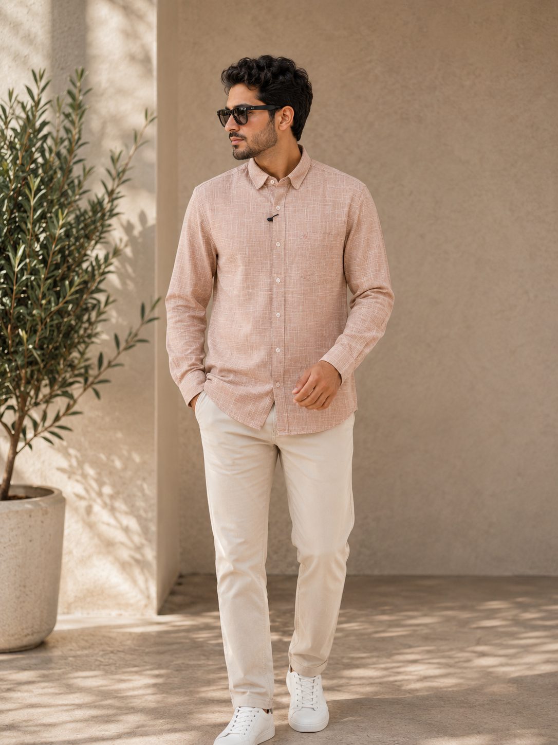 MENS PLAIN FULL SLEEVE SHIRT — ORANGE
