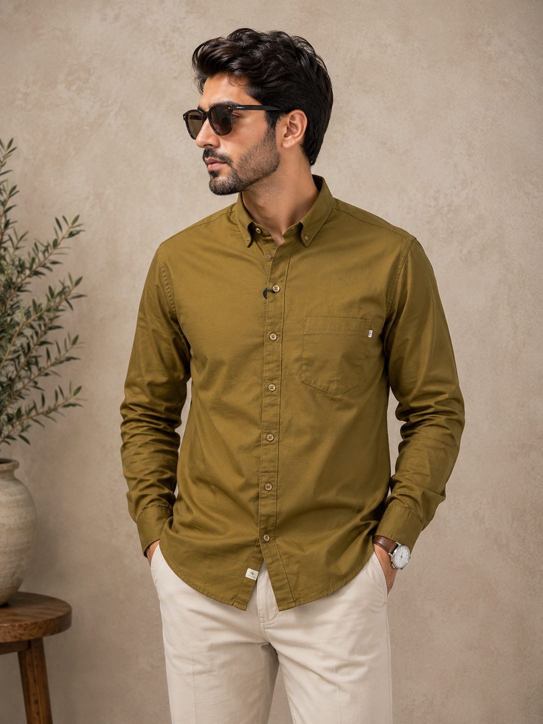MENS PLAIN FULL SLEEVE SHIRT — KHAKEE PLAIN